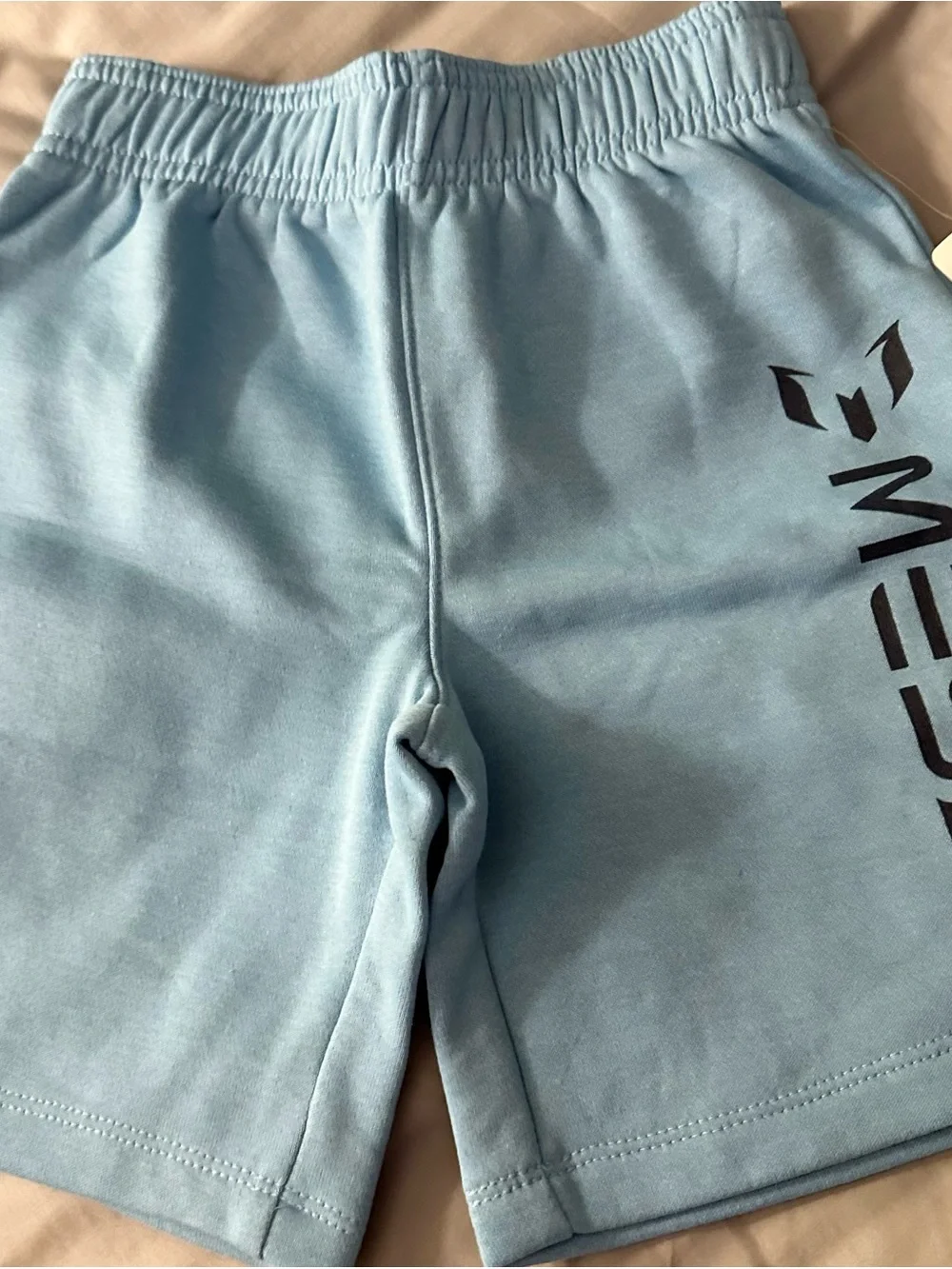 Kids Light Blue Athletic Shorts with Side Graphic